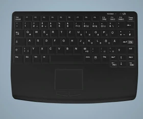 Contour Design Active Key desinfizierbare Hygiene-Tastatur mit Touchpad, vollversiegelt, schwarz, USB, DE (AK-4450-GUVS-B/GE)
