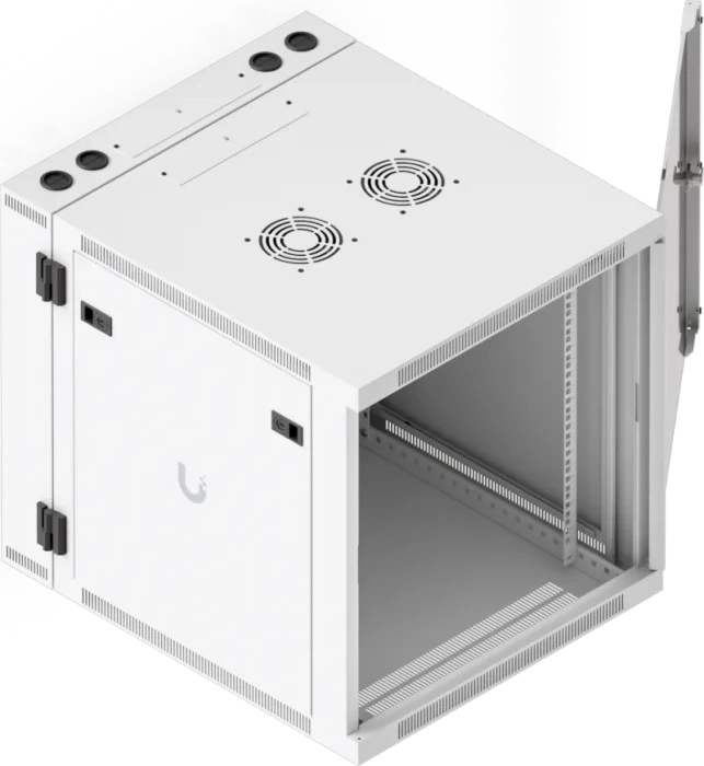 Ubiquiti 12U Rack Cabinet, 19" Wandgehäuse 12HE, Glastür, weiß, 703mm tief