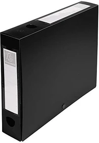 Exacompta Archivbox Kunststoff blickdicht mit Druckknopf 60mm, A4, schwarz