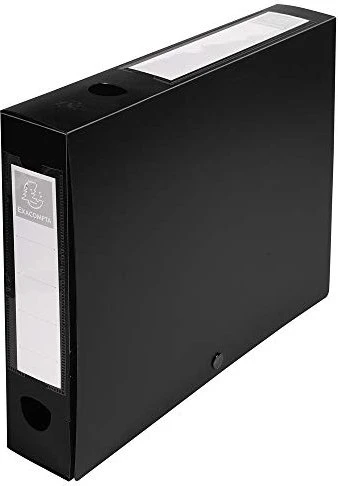 Exacompta Archivbox Kunststoff blickdicht mit Druckknopf 60mm, A4, schwarz