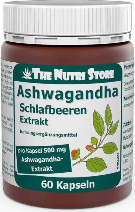 The Nutri Store Ashwagandha Schlafbeeren Extrakt Kapseln, 60 Stück