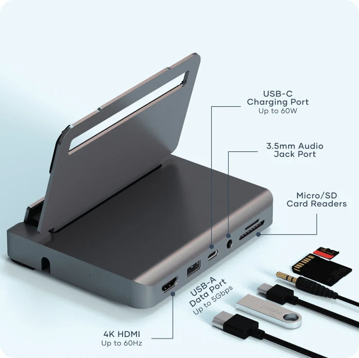 Satechi Aluminum Stand & Hub für iPad Pro, silber, USB-C 3.0 [Buchse]