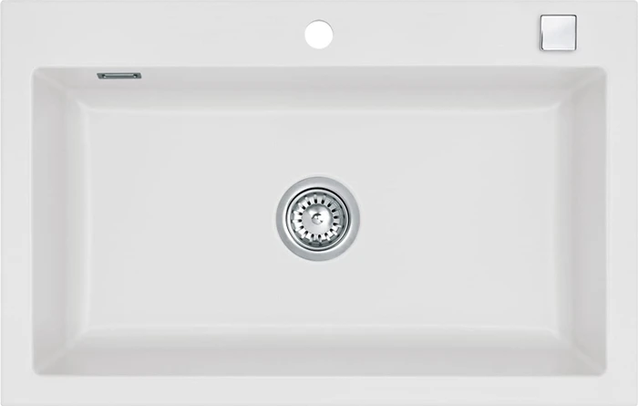 systemceram Mera 80 Einbau Becken mittig mit Ablauffernbedienung satin
