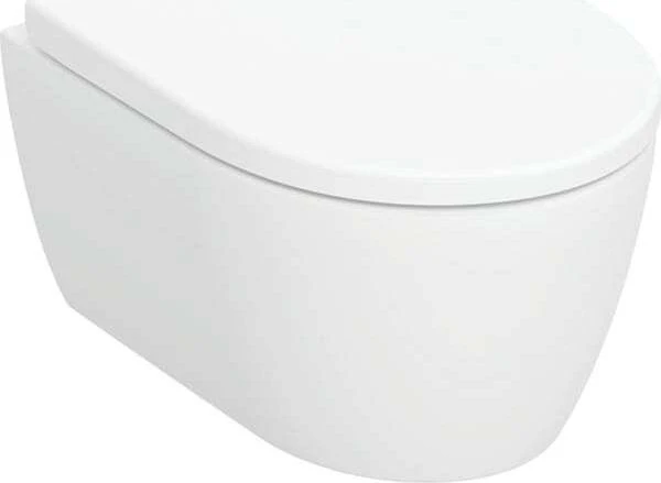 Geberit iCon Set Wand-WC Tiefspüler, verkürzte Ausladung, geschlossene Form, Rimfree, mit WC-Sitz weiß/matt