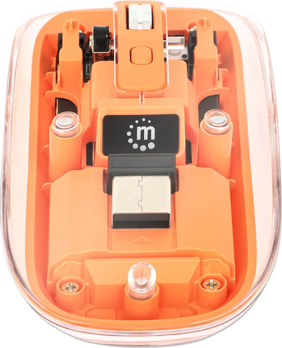 Manhattan Transparent Rechargeable Wireless Mouse, transparent/orange, USB