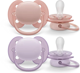 Philips Avent SCF091/31 ultra soft Beruhigungsschnuller, 0-6M, Silikon, rosa/violett, 2 Stück