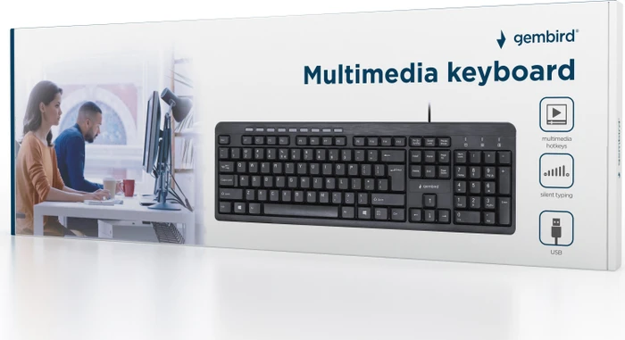 Gembird Multimedia Keyboard, schwarz, USB, US