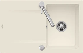 Villeroy & Boch Siluet 800x510mm Einbau Becken reversibel mit Ablauffernbedienung ivory
