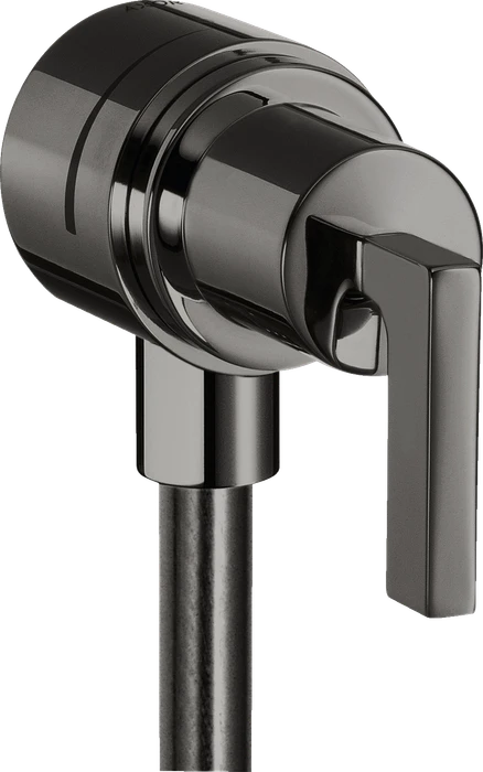 Hansgrohe Axor Citterio Wandanschluss Stop mit Rückflussverhinderer, Absperrventil und Hebelgriff polished black chrome