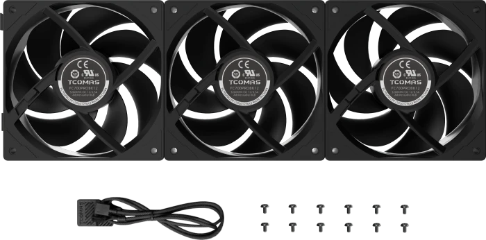 Tcomas FC700 PRO black, schwarz, 120mm, 3er-Pack