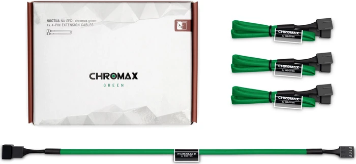 Noctua NA-SEC1 chromax.green, 4-Pin Verlängerung, sleeved, 30cm, grün, 3er-Pack