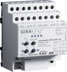 Gira KNX Jalousieaktor 2-fach 230V, 6A, 4TE REG, Schaltaktor (2152 00)
