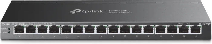 TP-Link TL-SG116P Desktop Gigabit Switch, 16x RJ-45, 120W PoE+