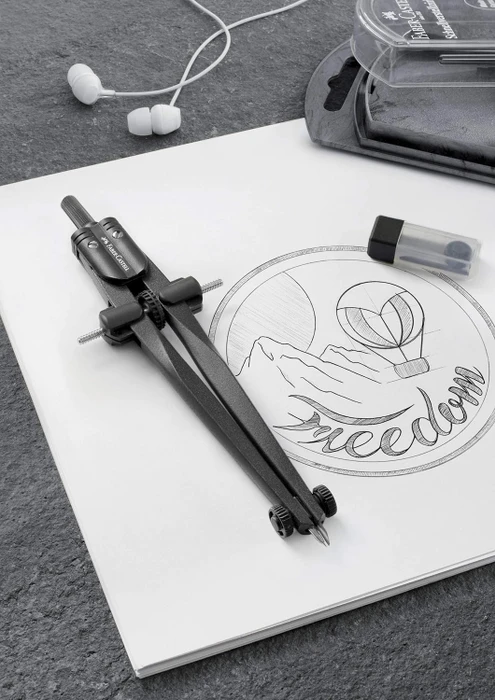 Faber-Castell Stream Schnellverstellzirkel, blackstone, Etui