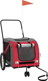vidaXL Hunde 134x68cm Fahrradanhänger rot/grau
