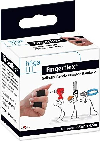Höga Fingerflex Selbsthaftende Pflaster Bandage schwarz, 2.5cm x 4.5m, 1 Stück