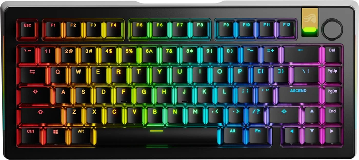Glorious GMMK 3 Pro HE Wireless 75% Pre-built Gaming Keyboard, schwarz, LEDs RGB, Glorious Fox HE, USB/Bluetooth, US
