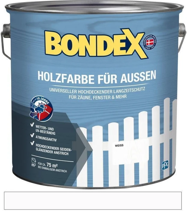 Bondex Holzfarbe außen weiß, 7.5l