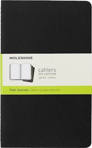 Moleskine Cahier Notizheft, 130x210mm, glatt, fester Einband Large, schwarz, 40 Blatt, 3er-Pack