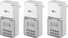 Wentronic goobay digitale Outdoor Wochenzeitschaltuhr mit Schutzklappe, IP44, weiß, 3er-Pack