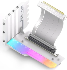 EZDIY-FAB Vertical GPU Mount, Riser Card Cable, mit vertikaler Grafikkarten-Halterung, ARGB, gewinkelt, PCIe 4.0, 115mm, weiß