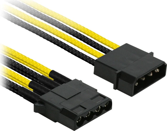 Nanoxia 4-Pin-Molex auf 3x 4-Pin-Molex 30cm, sleeved schwarz/gelb
