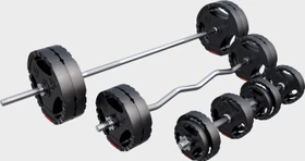 Gorilla Sports Hantelstangen Kunststoff Gripper Sternverschluss Set 100kg