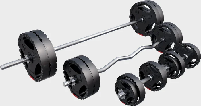 Gorilla Sports Hantelstangen Kunststoff Gripper Sternverschluss Set 100kg