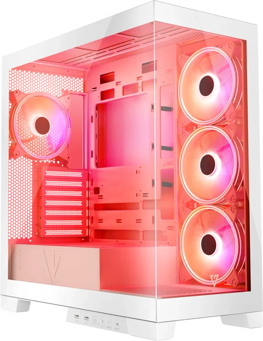 Modecom Volcano Space Apex ARGB Midi White, weiß, Glasfenster