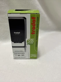 trodat printy-dater 4750/L7 Datumstempel mit Textplatte GEBUCHT, 41x24mm, Monat in Buchstaben, schwarz