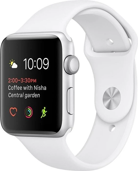 Apple Watch Series 2 Aluminium 42mm silber mit Sportarmband weiß