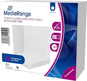 MediaRange CD-Leerhülle für 2 Discs Jewelcase, transparent, 5 Stück