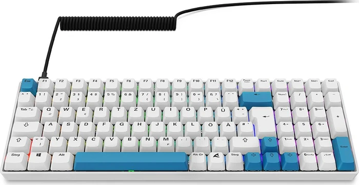Sharkoon Skiller SGK50 S2 PBT, weiß, LEDs RGB, hot-swap, Gateron G Pro 3.0 YELLOW, USB, DE