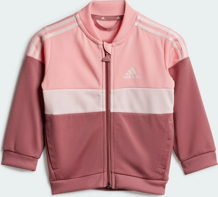 adidas Tiberio 3-Streifen Colorblock Shiny Trainingsanzug semi pink spark/sandy pink/preloved crimson (Junior)