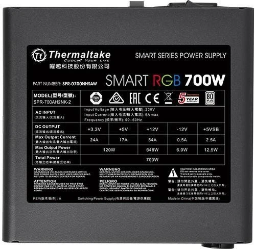 Thermaltake Smart RGB 700W, ATX 2.3