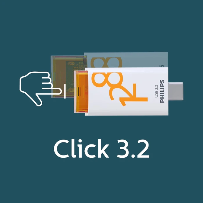 Philips Flash Drive Click Edition 128GB weiß/orange, USB-C, USB 3.2 Gen 1×1