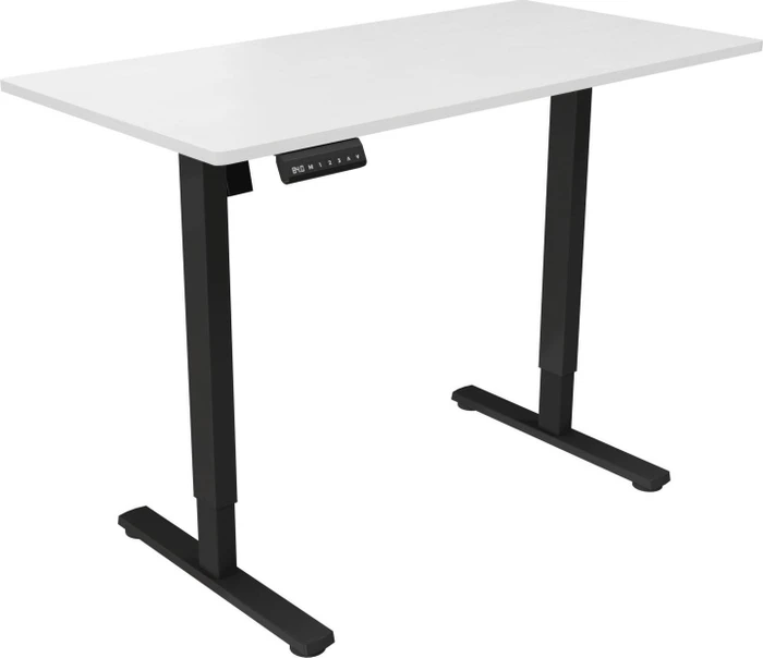 White Shark Light Obsidian elektrisch höhenverstellbarer Sitz-Steh-Schreibtisch 120x60cm weiß/schwarz