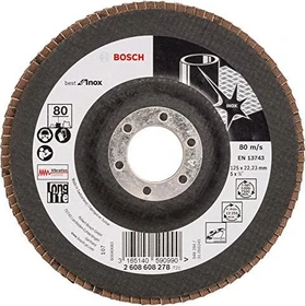 Bosch Professional X581 Best for Inox Fächerschleifscheibe gerade K80, 125x22.23mm, 1 Stück