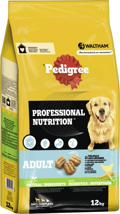 Pedigree Professional Nutrition, Trockenfutter mittelgroße & große Hunde, mit Geflügel, 12kg
