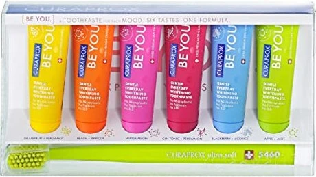 Curaden Curaprox Zahncreme Mix-Set mit Zahnbürste, 360ml (6x 60ml)