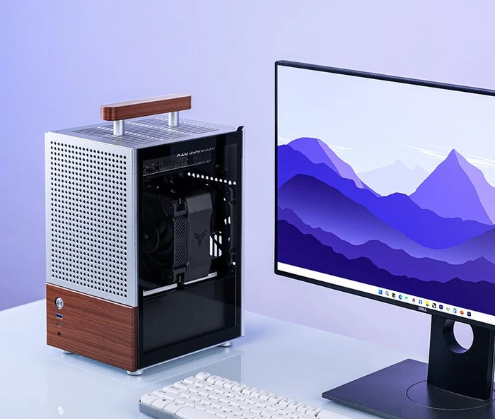 Jonsbo T6 Silver, silber/braun, Glasfenster, Mini-ITX