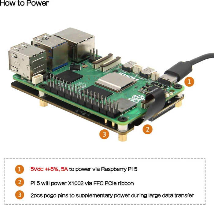 Geekworm X1002 PCIe auf M.2 Key-M NVMe Adapter-Board, M.2 M-Key 2230/2242/2260/2280 NVMe Slot für Raspberry Pi 5