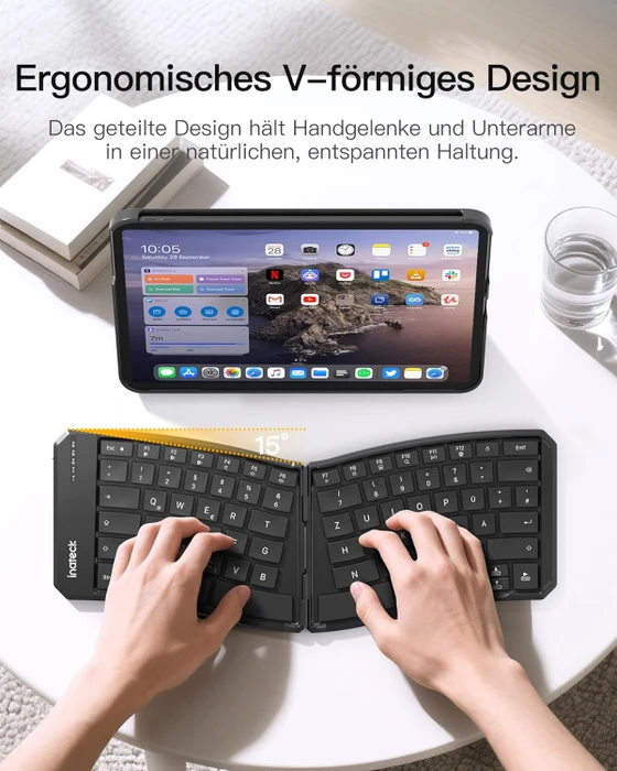 Inateck KB603 Nomad Ergo faltbare Tastatur, Bluetooth, DE