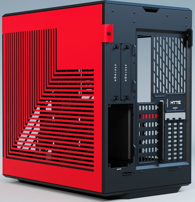 Hyte Y60, rot/schwarz, Glasfenster
