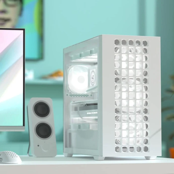 AeroCool D302A White, inkl. 4x Lüfter, Glasfenster
