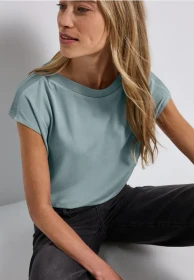 Street One U-Boot mit Rippdetail T-Shirt kurzarm arona blue (Damen)