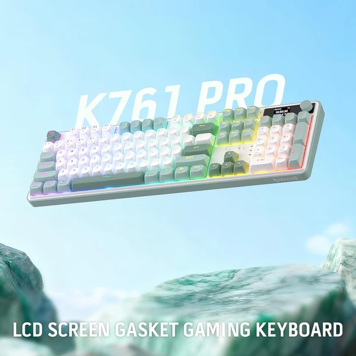 Redragon Wyvern K761 Pro Wireless, Jade Cloud, LEDs RGB, Mint Mambo, USB/Bluetooth, US