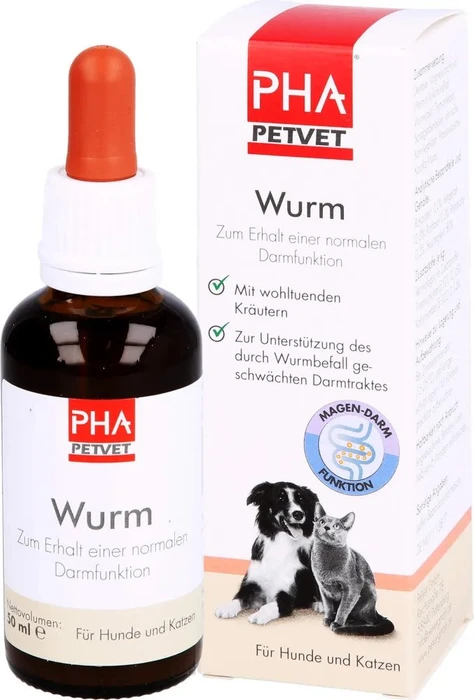 PHA PetVet Wurm Tropfen für Hunde & Katzen, 50ml
