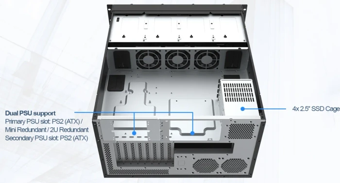 SilverStone RM61-312, schwarz, 6HE, ATX