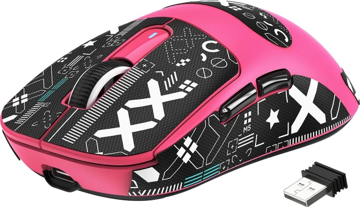 Attack Shark X3 Wireless Gaming Mouse Berry Red, inkl. Grip Tape, USB/Bluetooth